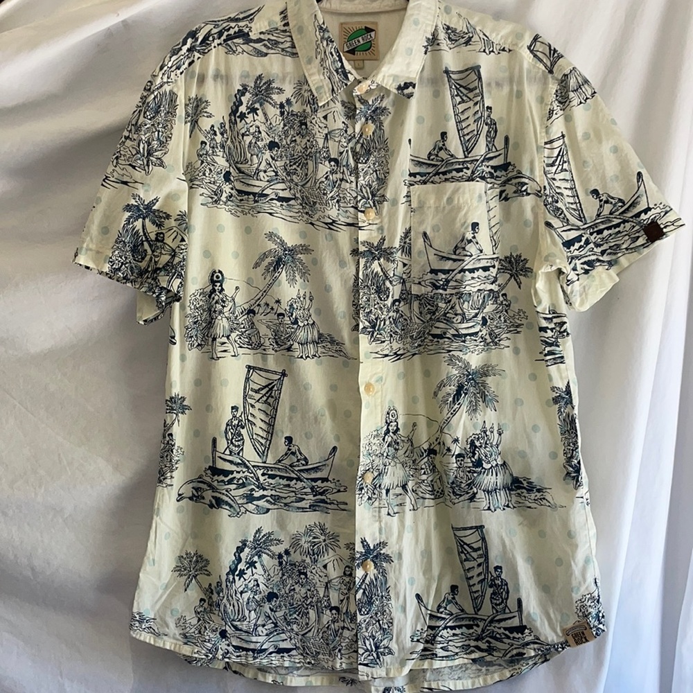 Green rock Hawaiian short sleeve shirt